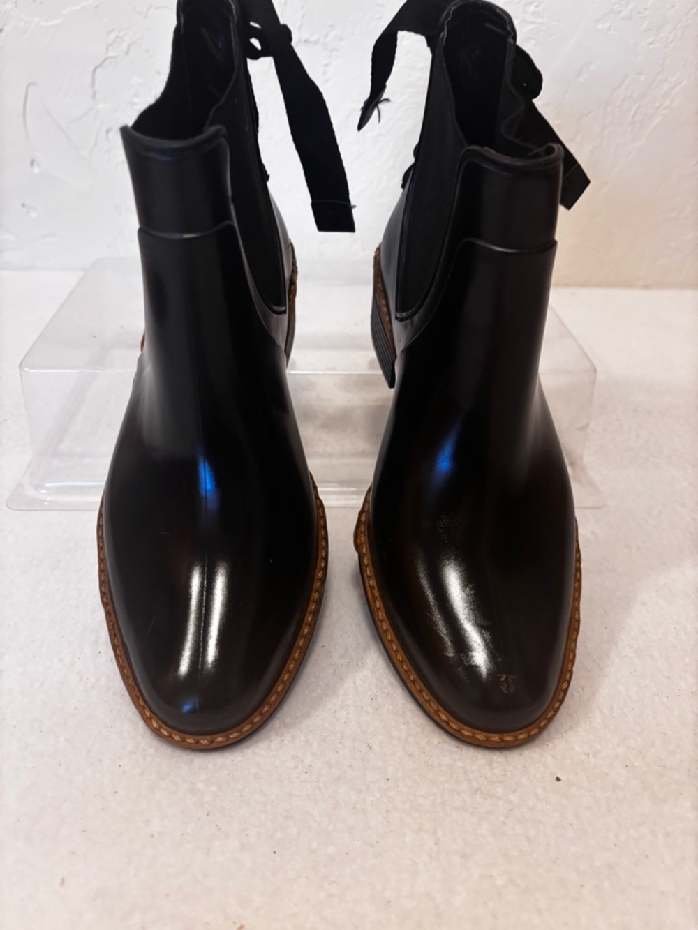 Bernardo Black Chelsea Ankle Boots lace back detail. Size 6 - Picture 2 of 9